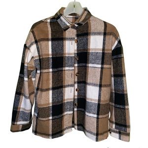 Brown/Black Plaid Shacket Button Up